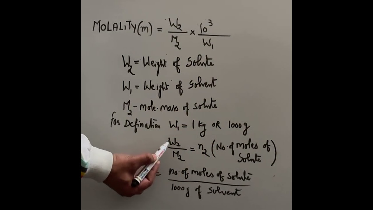 Molality formula class 11 || mole concept chemistry