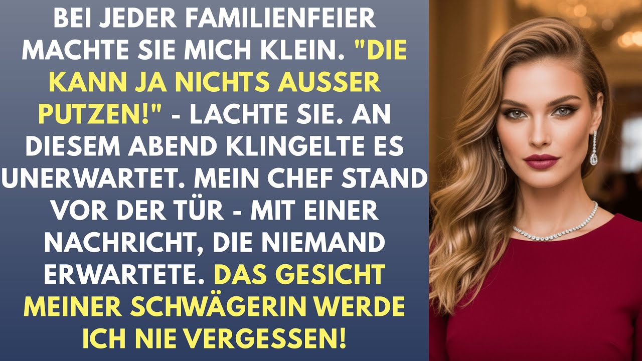 Schwägerin demütigte mich vor allen Gästen - bis mein Chef plötzlich zur Tür hereinkam...