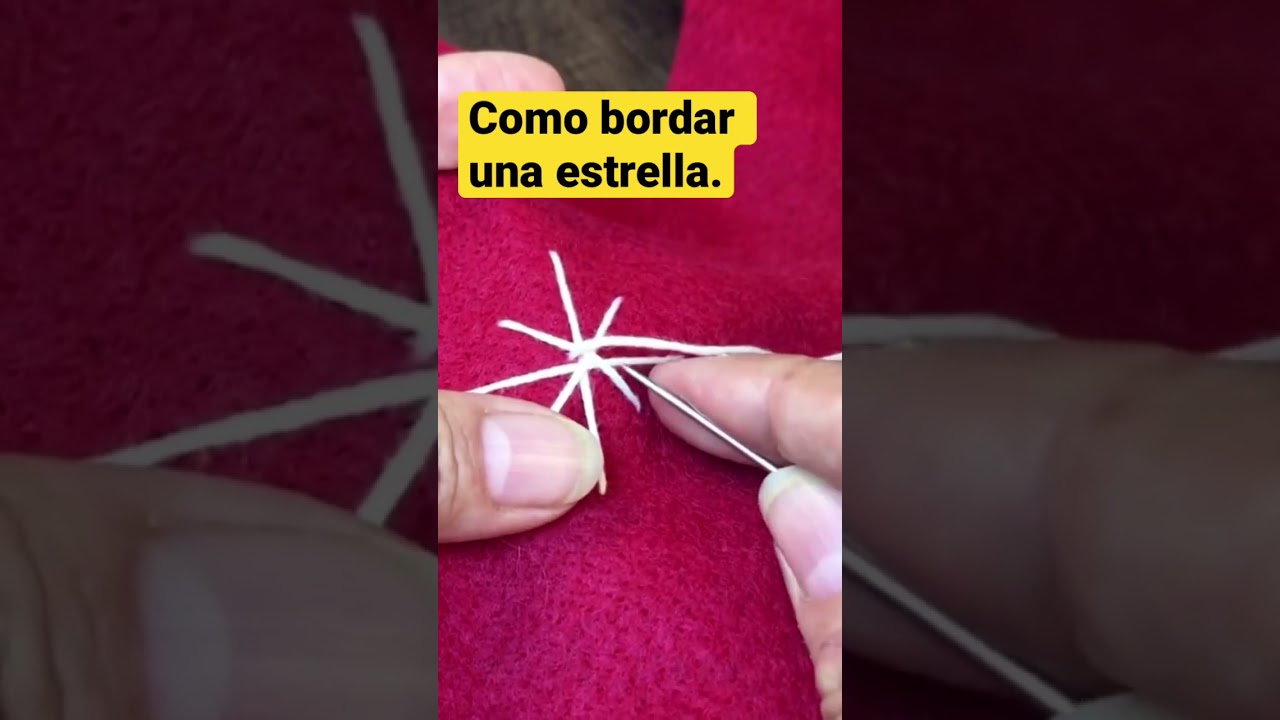 Como bordar una estrella ⭐️ #shorts  #estrella #tips #bordado #l&iacute;neas #aguja #hilo #navidad