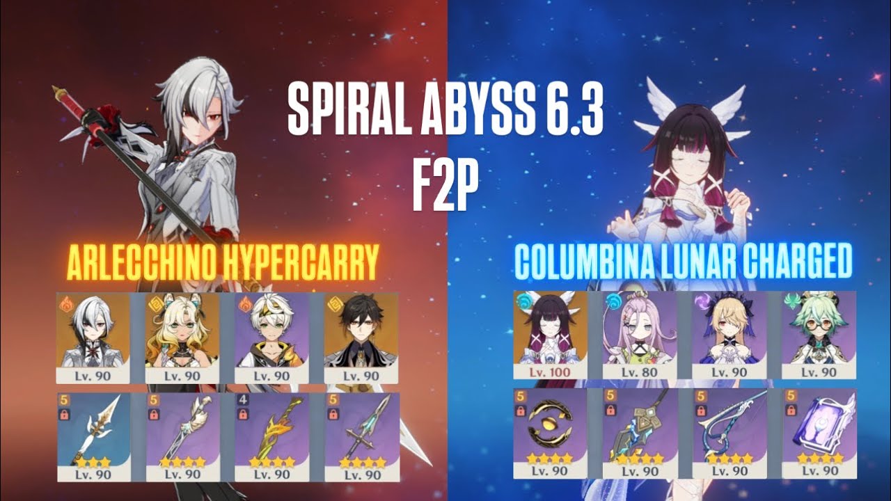 F2P NEW SPIRAL ABYSS 6.3 | C1 Arlecchino Hypercarry & C1 Columbina Lunar Charged | Genshin Impact