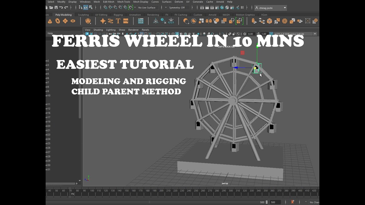 EASIEST WAY TO MAKE FERRIS WHEEL IN 10 MINS! MODELING ANDGGING IN MAYA AUTODESK