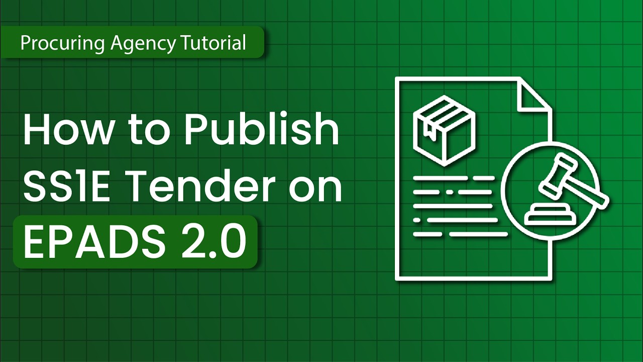 How to Publish Single Stage One Envelope tender on EPADS 2.0
