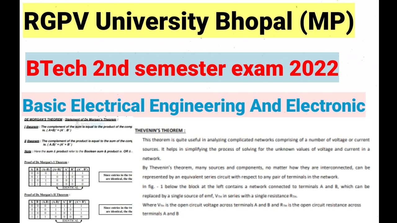 RGPV BTech 2nd semester Exam 2022 || Basic Electrical Engineering And Electronics Important Question