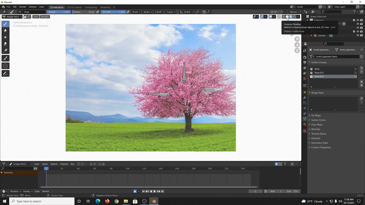 Animating small parts of a single image using armatures in Blender 2.93