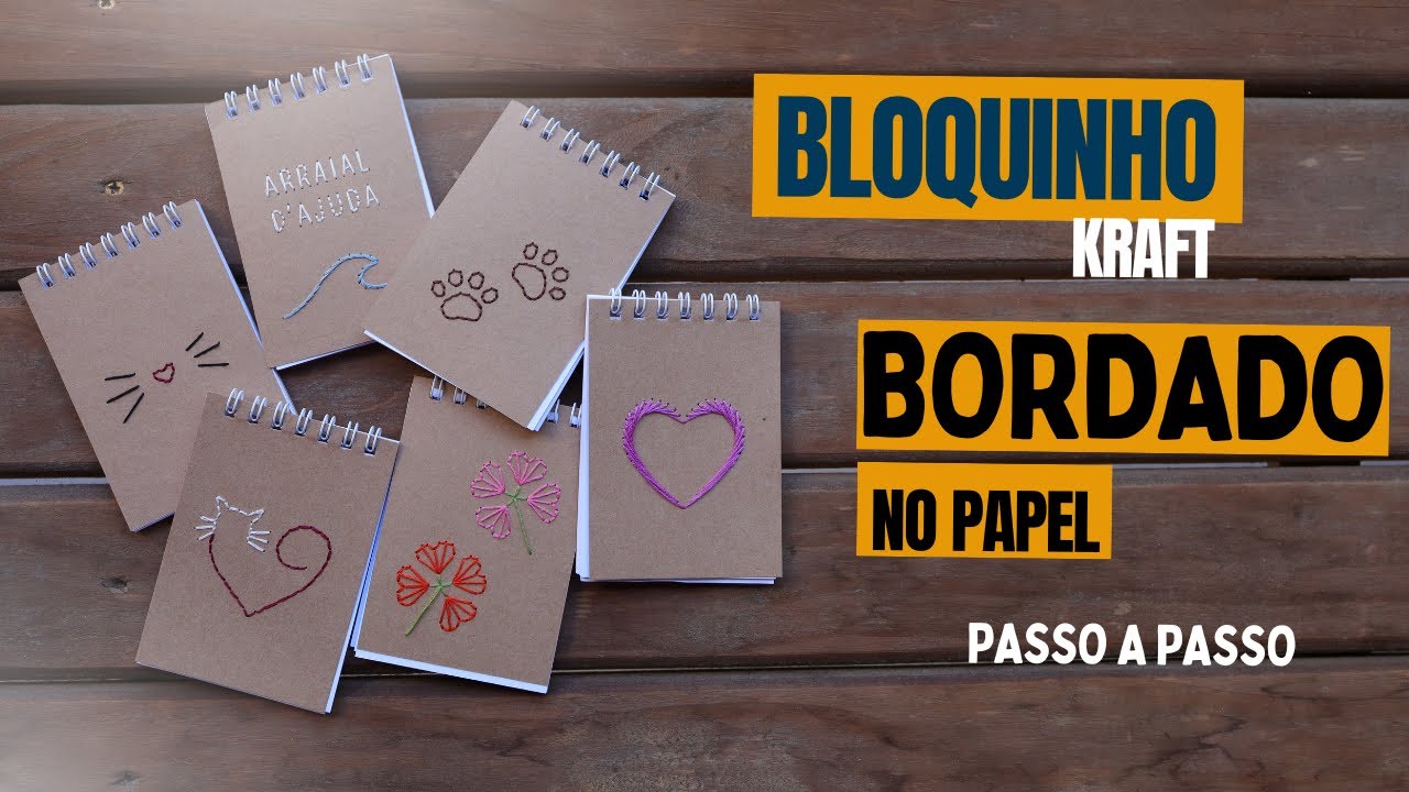 BLOQUINHOS PERSONALIZADOS | fácil e rápido | PASSO A PASSO com BORDADO NO PAPEL
