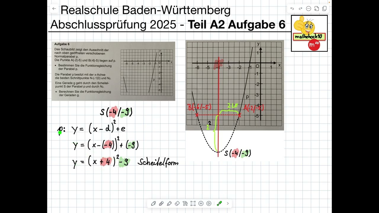 Abschlussprüfung 2025 Klasse 10 Realschule BW A2 Nr.6 I mathehoch10 I einfach erklärt I Funktionen