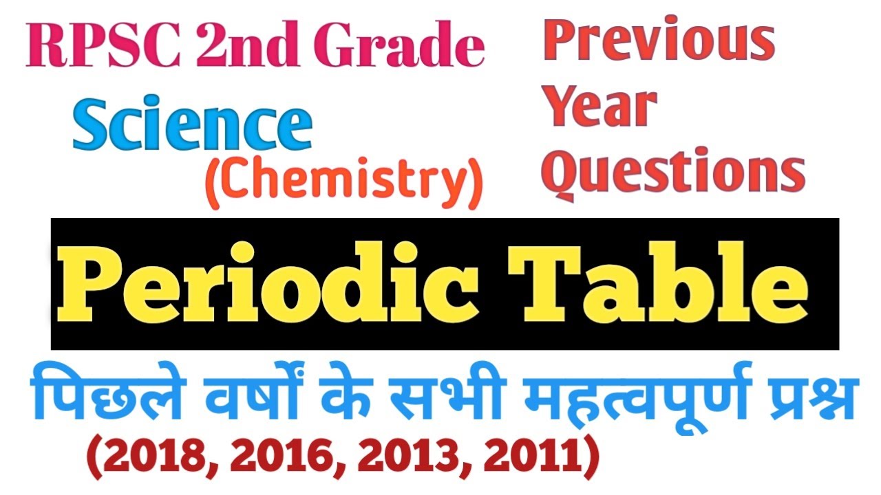 Periodic Table Previous Year Questions (PYQ) | 2nd Grade Science (Chemistry) #2ndgrade #Science