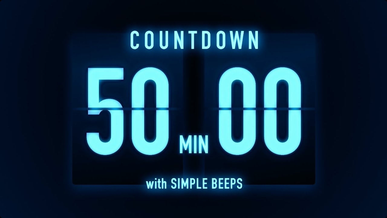 50 Minutes Countdown Timer 🔵 Flip Clock with Simple Beeps