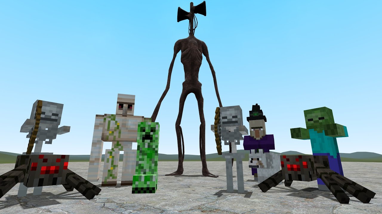 SIREN HEAD VS MINECRAFT MOBS! Garry's Mod [GMod Battle]