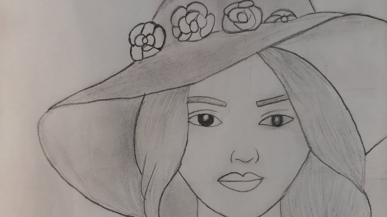 How to draw a cute girl wearing hat || pencil sketch for beginner || cute girl sketch || drawing