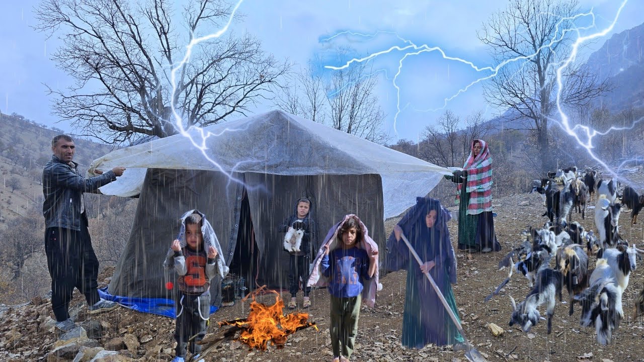 The harsh life of tent-dwelling nomads on rainy days: Their struggle for survival