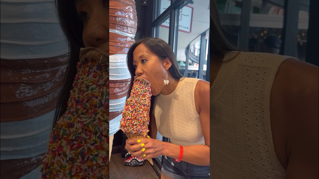 5 lbs of soft serve 8 minutes - The Viral Giant Cone Challenge🍦#giantcone #giantfood #foodchallenge