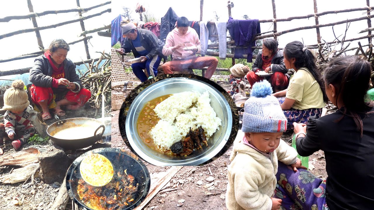 Village people love to have dry toad curry || dry water frog curry || Himalayan pastoral life