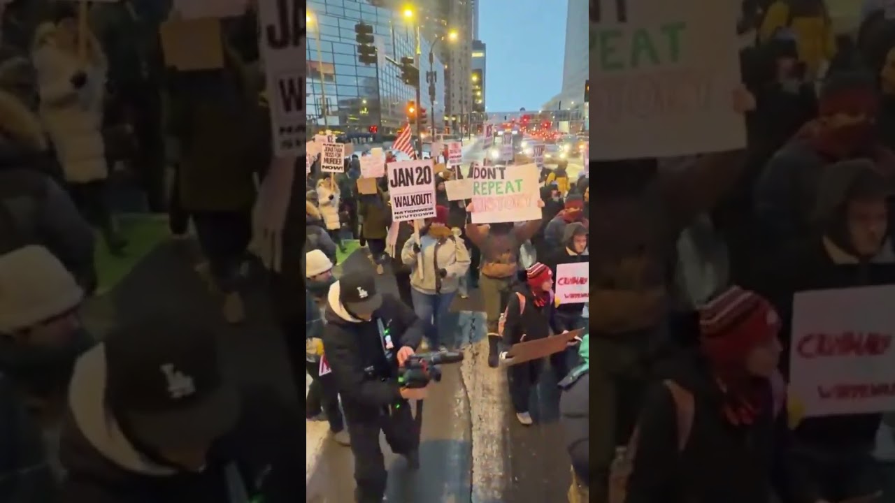 ice protest continue with chants January 20th 2026 