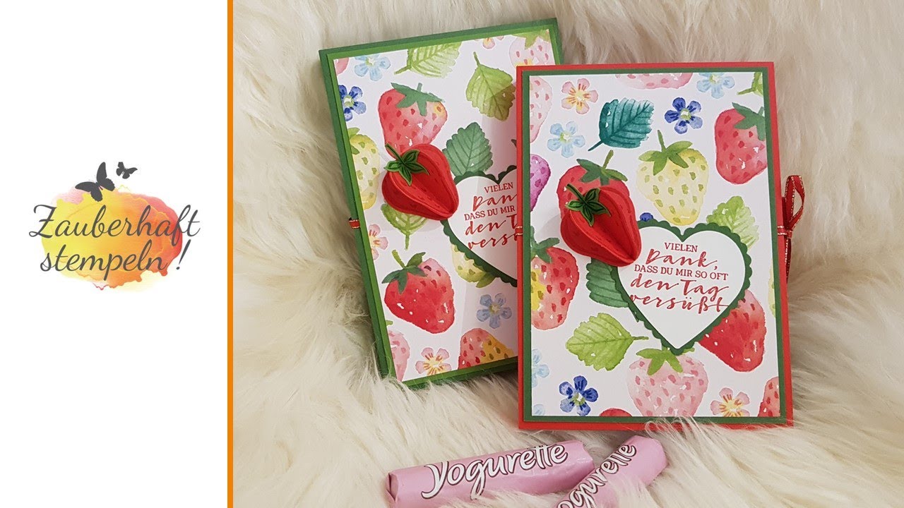 Stampin' Up! Beerenstarke Karte mit Schokobox für Yogurette - SAB Sommerbeeren, Fruchtige Grüße