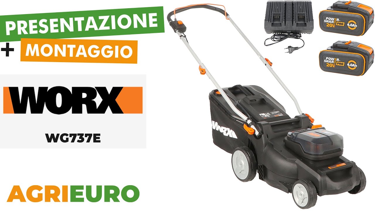 Worx Nitro WG737E - Tagliaerba a batteria - 2x20V/4Ah - Taglio 37cm - Presentazione e Montaggio