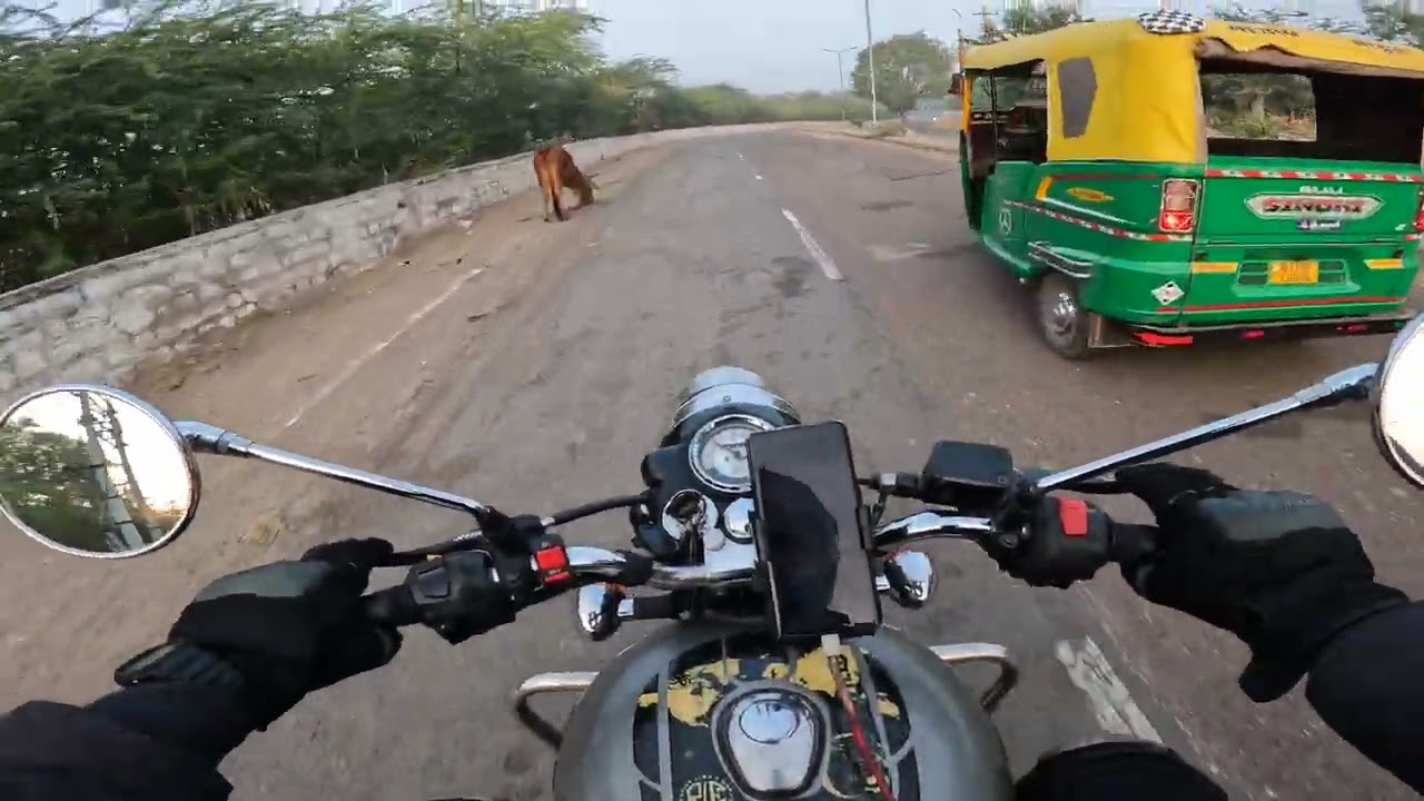 Outskirts of Jodhpur | POV Motorcycle Ride to Jaisalmer | Pure Engine Sound