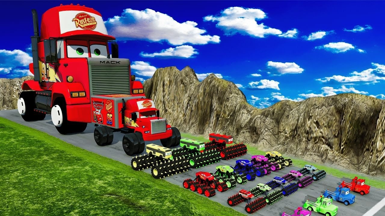 Big & Small McQueen vs Chick Hicks vs Tow Mater vs King Dinoco vs Duch Hudson - BeamNG.Drive