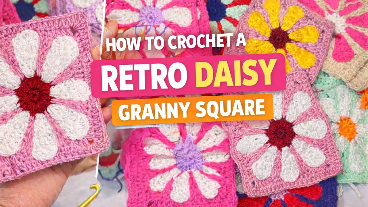 How to Crochet a Tetro Daisy Granny Square 🌼 | طريقة حياكة مربع غراني ديزي تيترو خطوة بخطوة