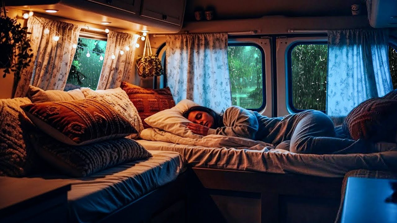 Cura a Insônia e Dormir Melhor con Chuva e Trovoadas Distantes no Carro Aconchegante Ambiente