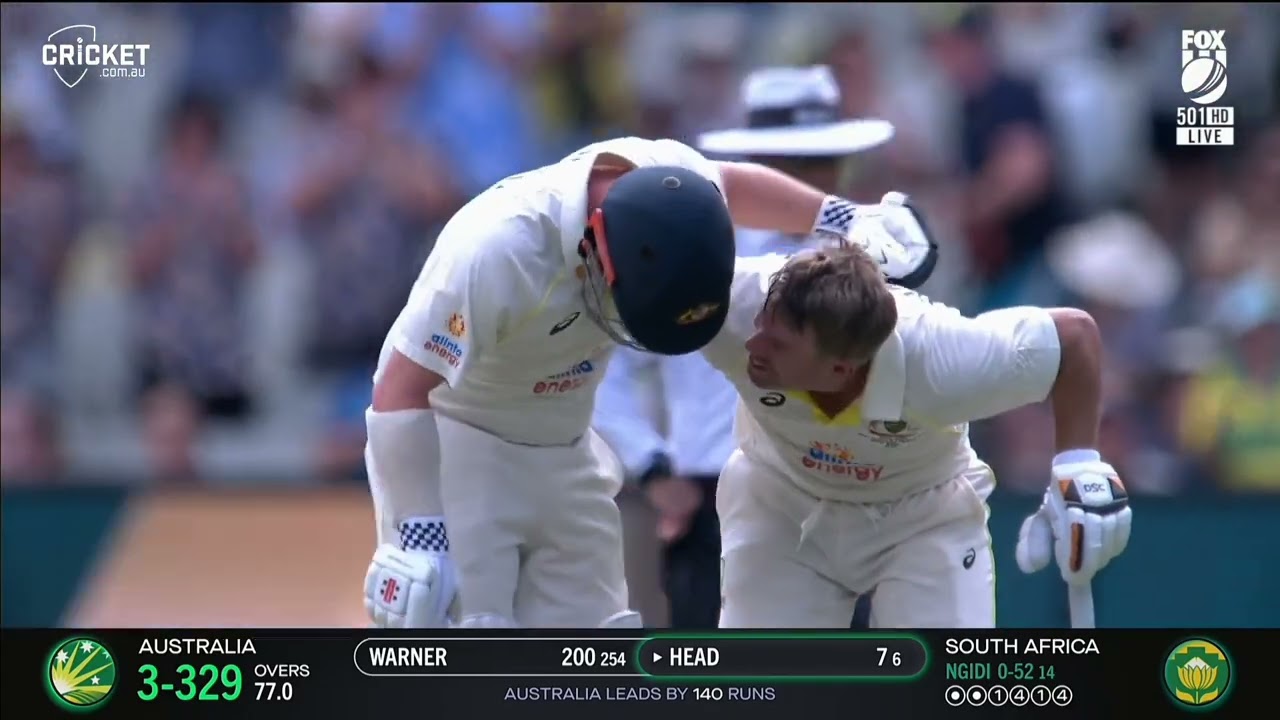 David warner 200 celebration injured scene