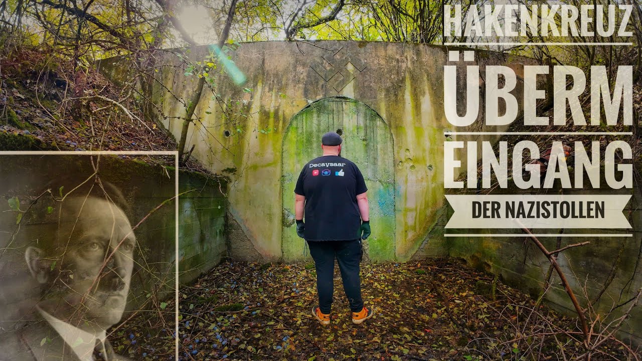 Der Nazistollen//Hakenkreuz noch überm Eingang
