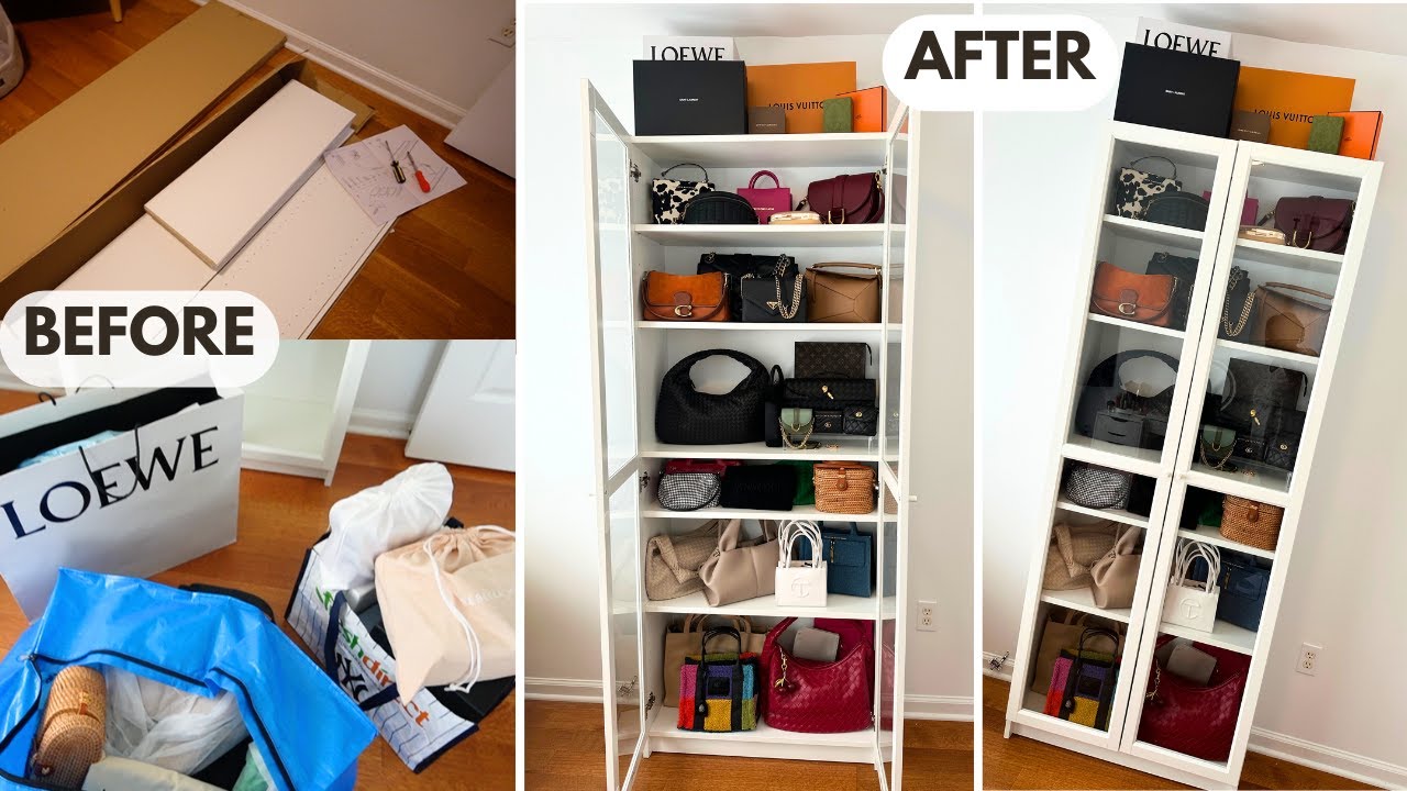 Organizing My Handbag Collection 👜 IKEA Billy Bookcase + Designer, Contemporary & Affordable Bags