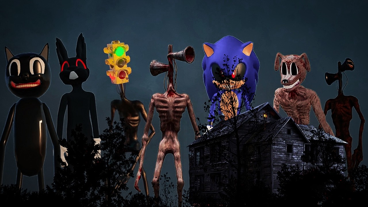 TEAM SIREN HEAD VS TEAM TRAFFIC HEAD VS  TEAM CARTOON DOG VS TEAM CARTOON CAT  VS TEAM SONIC