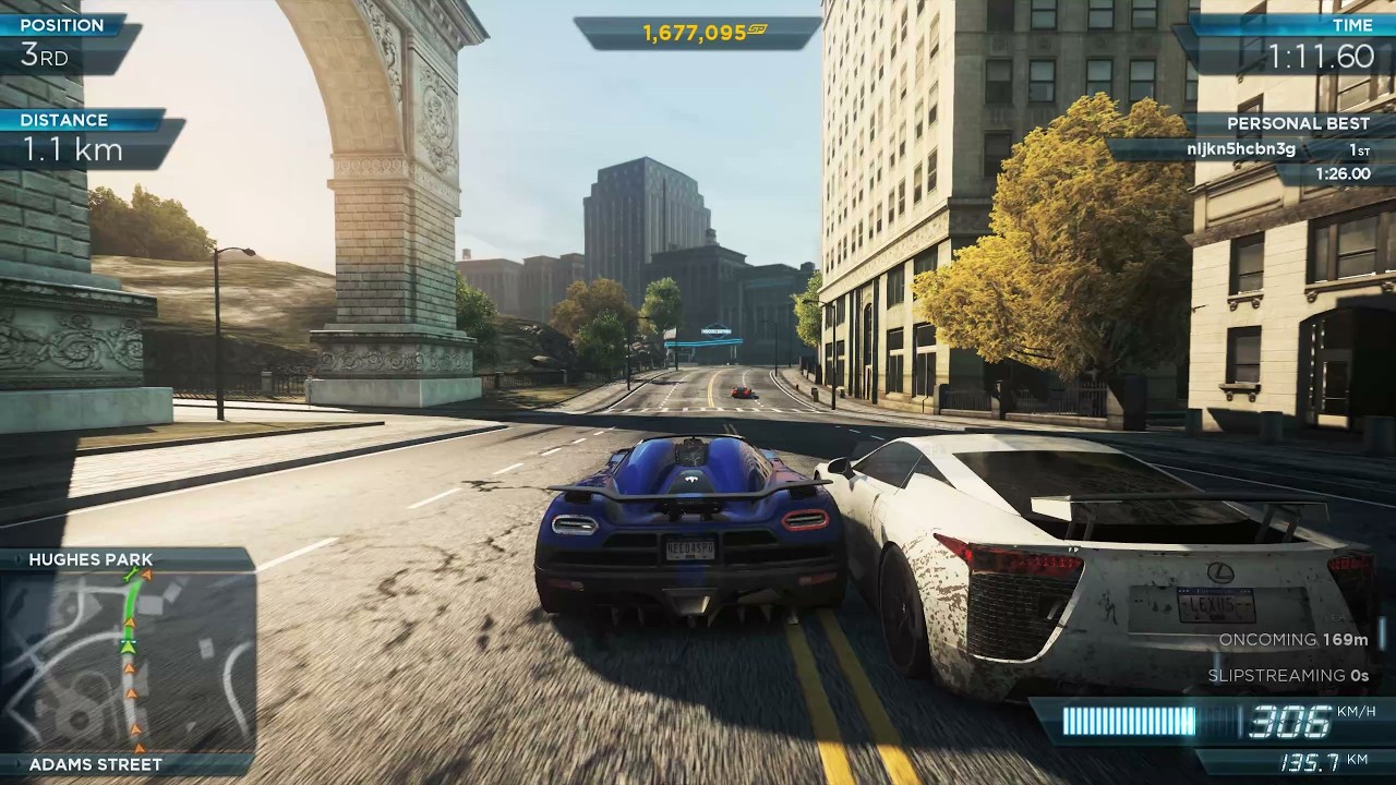 NFS: Most Wanted - Racing, Drifting And Escaping By Driving Super Car: The Blue Koenigsegg Agera R.