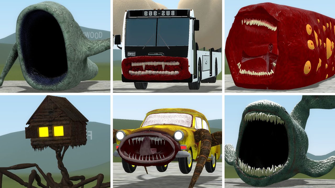 SEA EATER, BUS EATER BUILDER, TRAIN EATER, HOUSE HEAD, BLOOP VS ALL TREVOR HENDERSON BATTLE In GMOD!