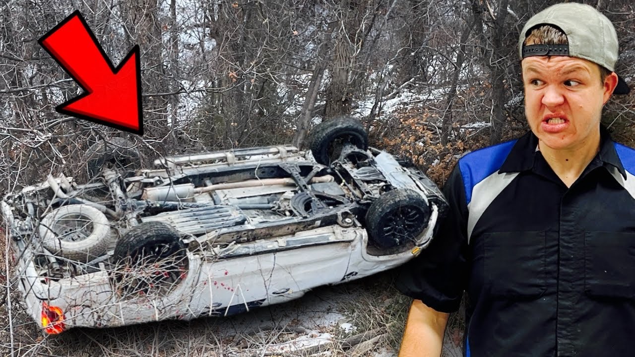 Водитель едва не погиб, упав со скалы!