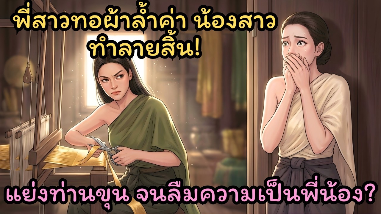 พี่สาวทอผ้าไหมล้ำค่า แต่น้องสาวลอบตัดกี่ทอผ้าเพราะอยากแย่งท่านขุน