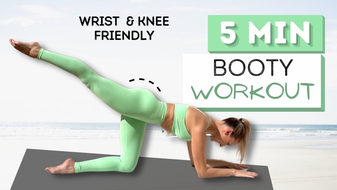 5 min BOOTY WORKOUT AT HOME | Wrist + Knee Friendly | No Equipment