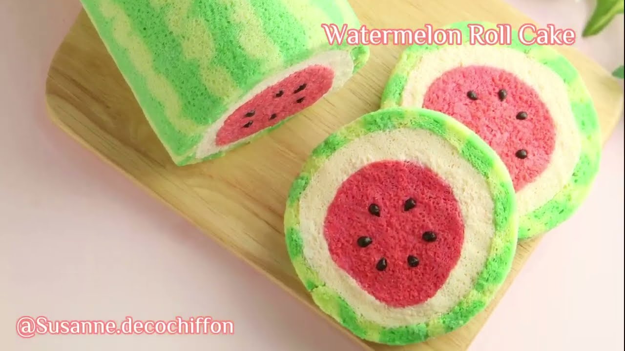 Watermelon Chiffon Roll Cake!