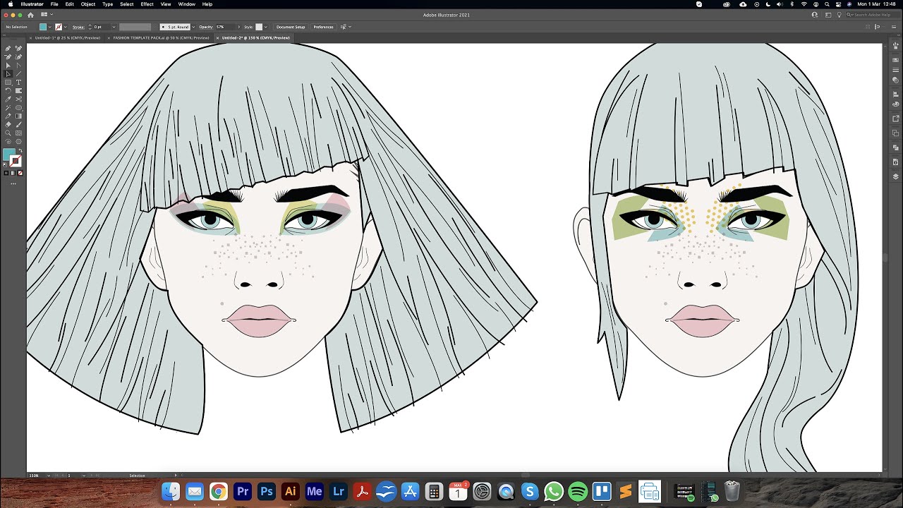 DIGITAL FASHION ILLUSTRATION in Adobe Illustrator Part 3 - Hair Styles