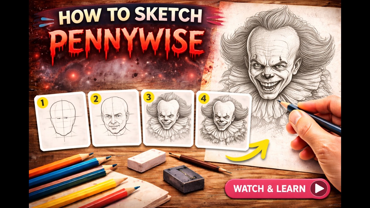 How to Sketch Pennywise | Easy Step-by-Step Clown Drawing Tutorial