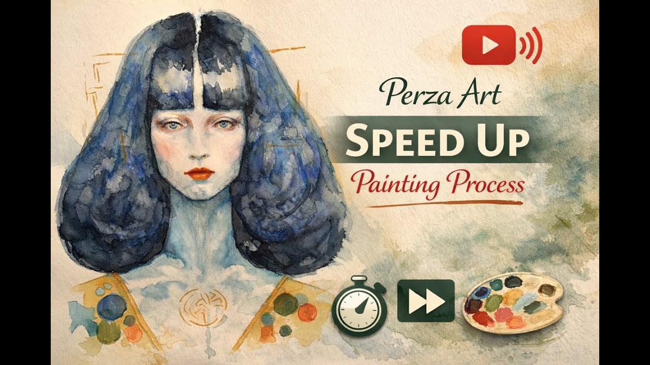 Watercolor Process Calm ubder blue hair