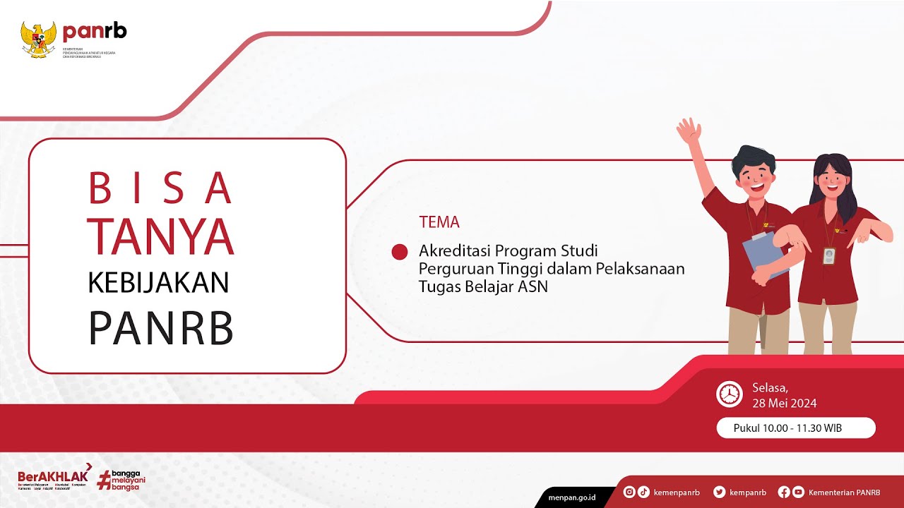 [LIVE] Bisa Tanya Kebijakan PANRB: Akreditasi Program Studi Perguruan Tinggi, Tugas Belajar ASN