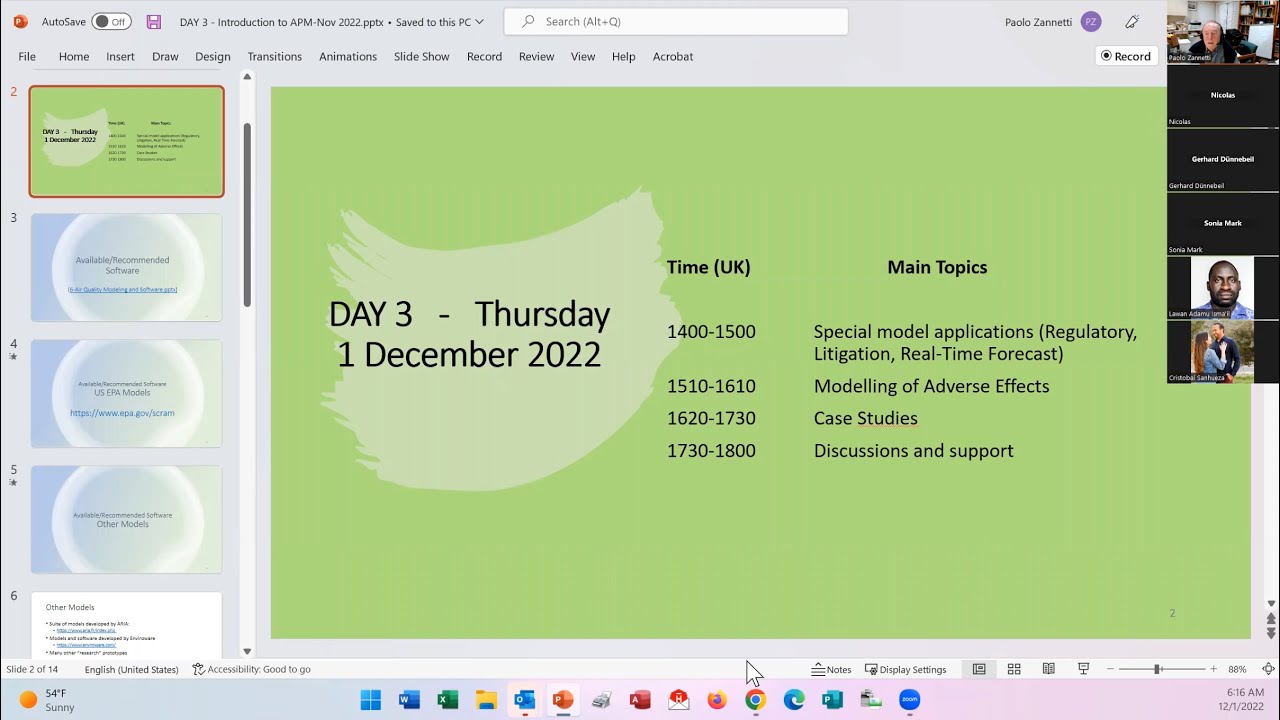 Short Course on Introduction to Air Pollution Modeling - Day 3 (Zannetti 2022, WIT)