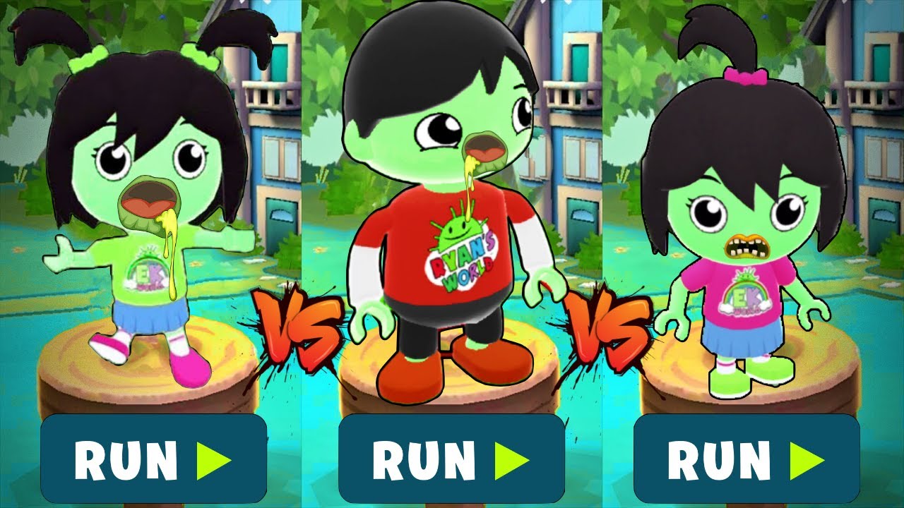 Tag with Ryan - All Zombie Costumes Emma vs Kate vs Red T-Shirt - Run Gameplay