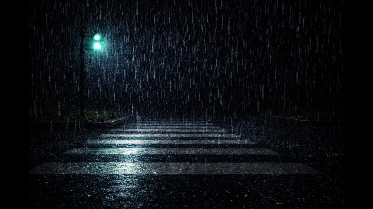 ☔️Dark Rain Sounds Under Traffic Lights | Deep Sleep, Relaxing (No Thunder • 8 Hours)