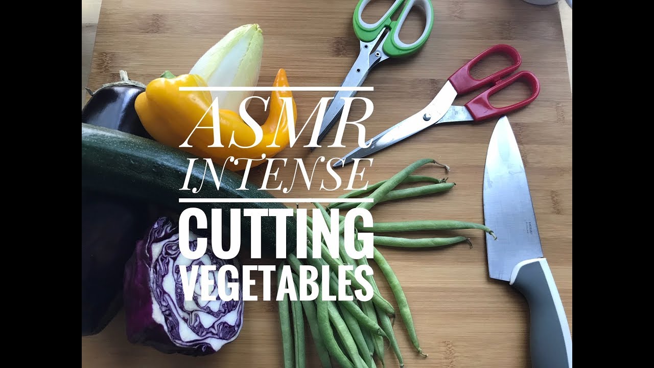 ASMR | INTENSE CUTTING Vegetables 🥒| Cutting 🔪 Scissors ✂️ Tapping on veggies 🍆🌶🍠🎧