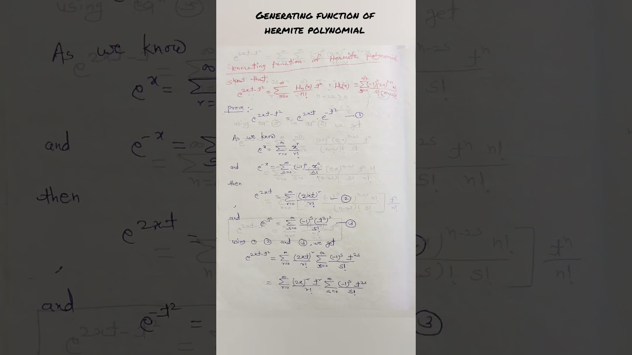 Generating function of hermite polynomial notes 🥰🥰