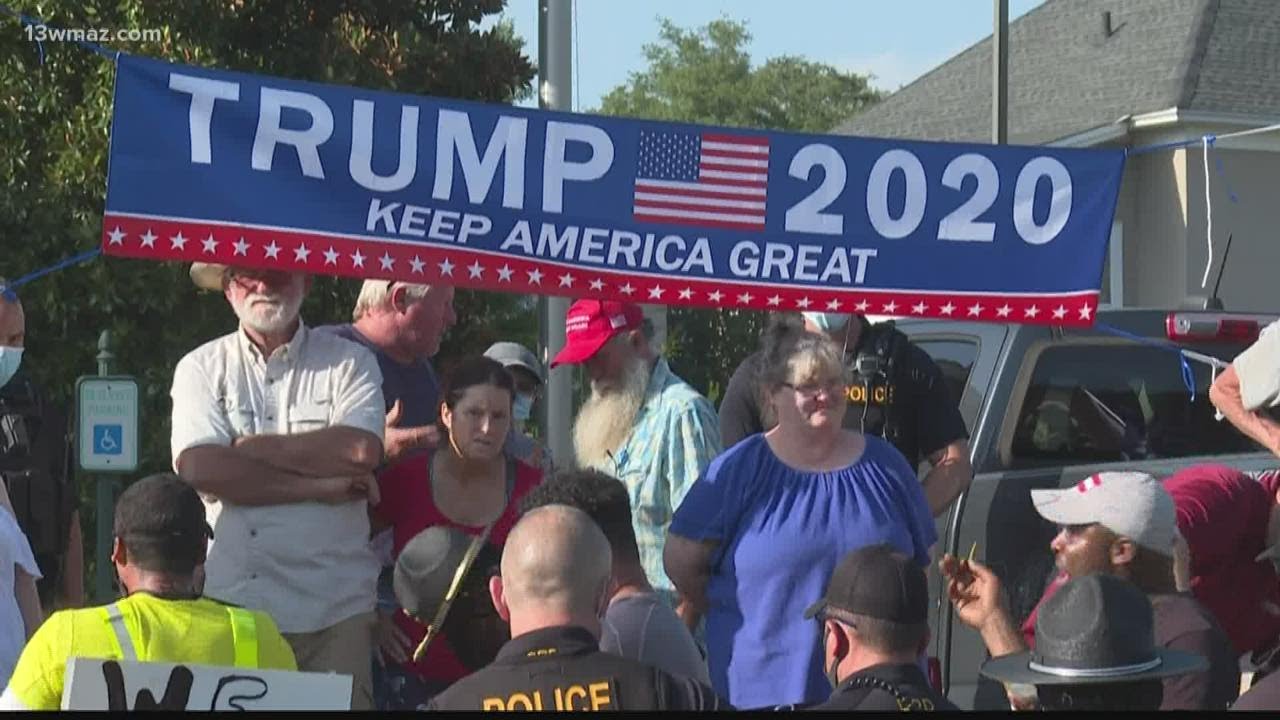 Opposing groups gather in nonviolent protest at Dublin Confederate monument