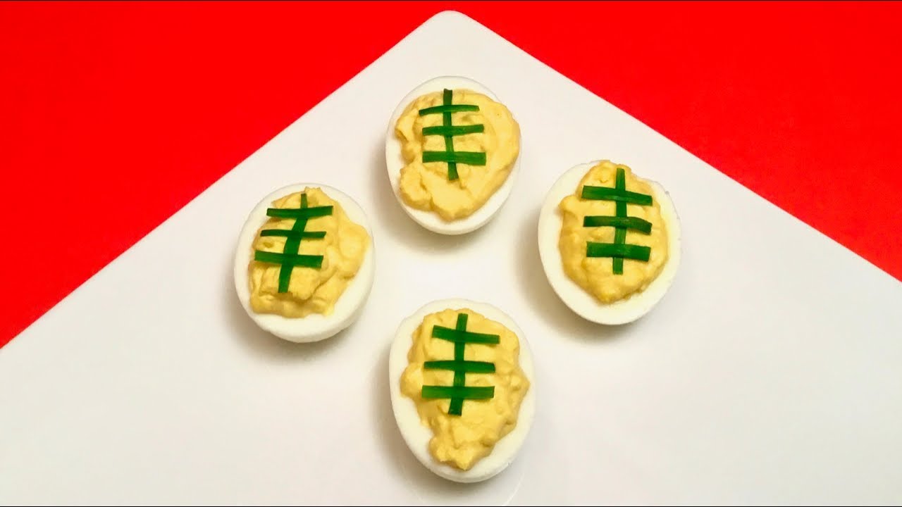 How to Make Deviled Egg Footballs / Super Bowl Party Food Ideas