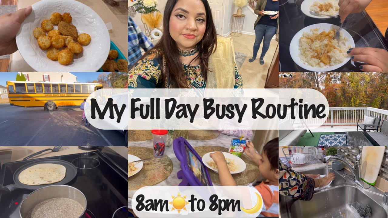 PAKISTANI MOM 8AM TO 8PM BUSY ROUTINE WITH 4 KIDS  IN AMERICA | MY REALISTIC DAILY MOM ROUTINE