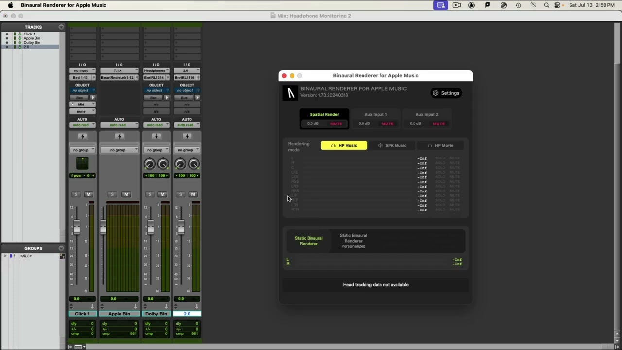 Dolby Atmos Headphone Monitoring With Audiomovers Binaural Renderer and Pro Tools