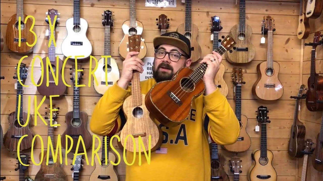 Concert Ukulele Comparison Video for 'Improvers' & up - 13 x Kala, Ohana, Romero, Martin, Kai, Snail