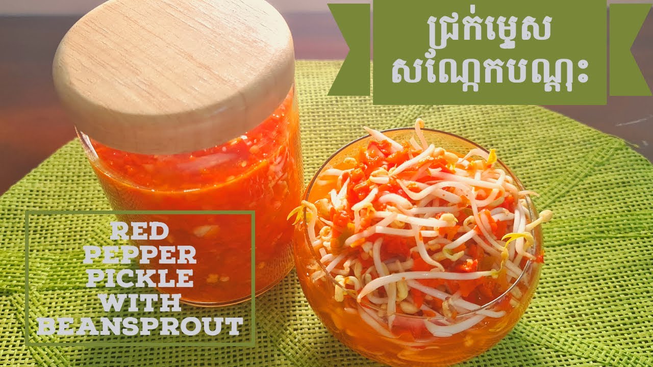 របៀបធ្វើជ្រក់ម្ទេស​ជាមួយសណ្តែកបណ្តុះ | Red Pepper Pickle With Bean Sprout | [Pickle]@NiyeayFoods