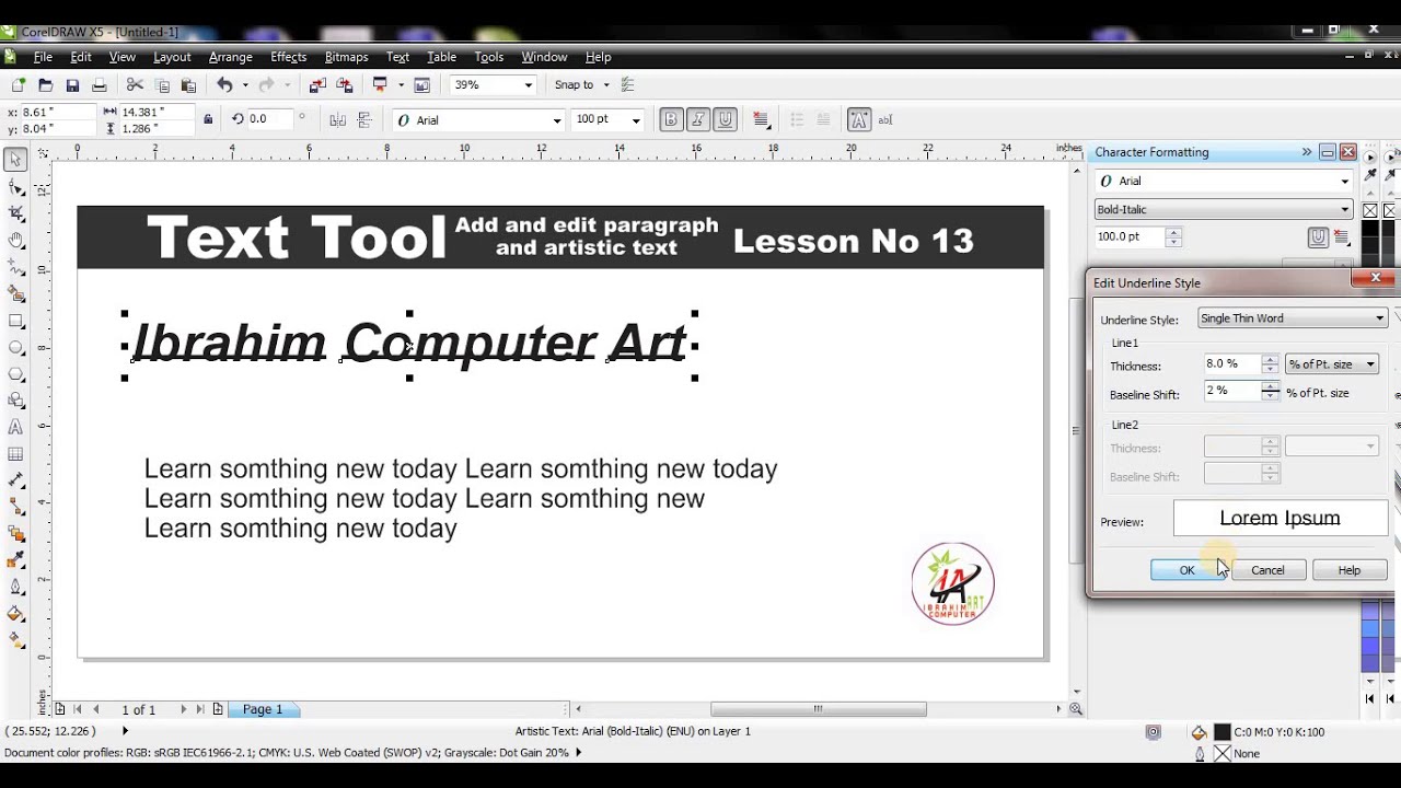 How to use Text Tool in CorelDraw / Learn Coreldraw in hindi